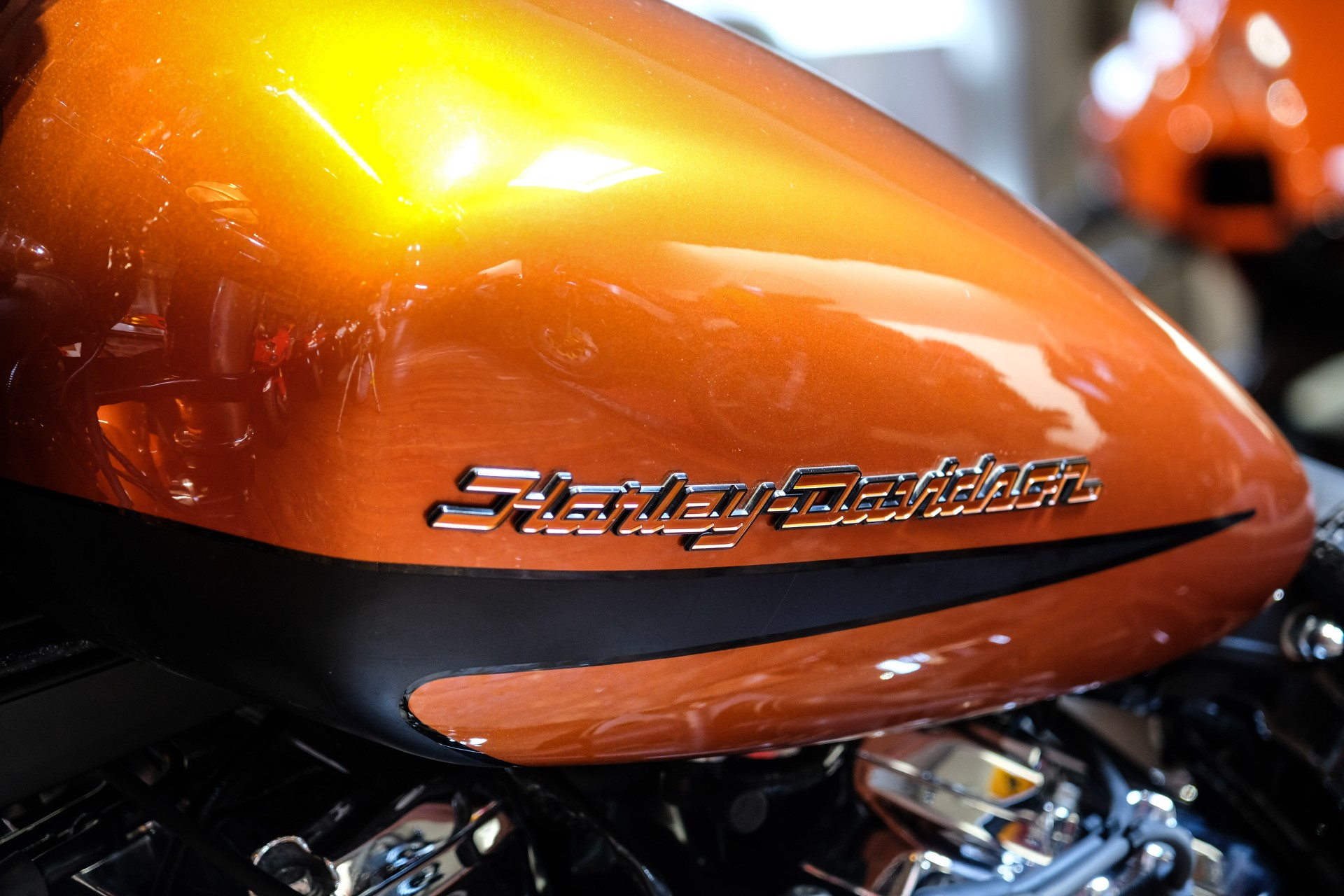 orange harley davidson motorcycle