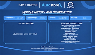 Used Volkswagen Golf from David Hayton Autostore